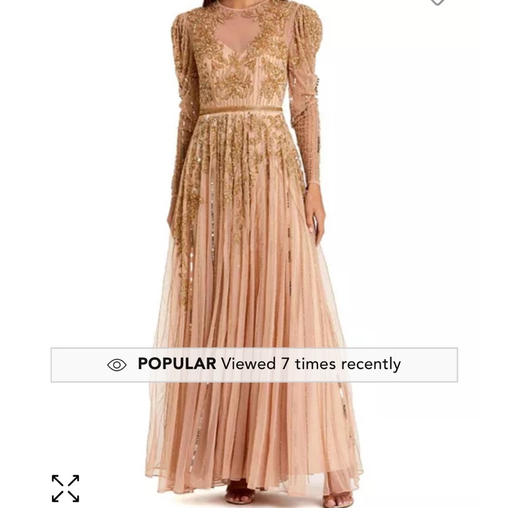 Mac Duggal
Beaded Illusion Puff Sleeve Gown NWT defect missing some sequins